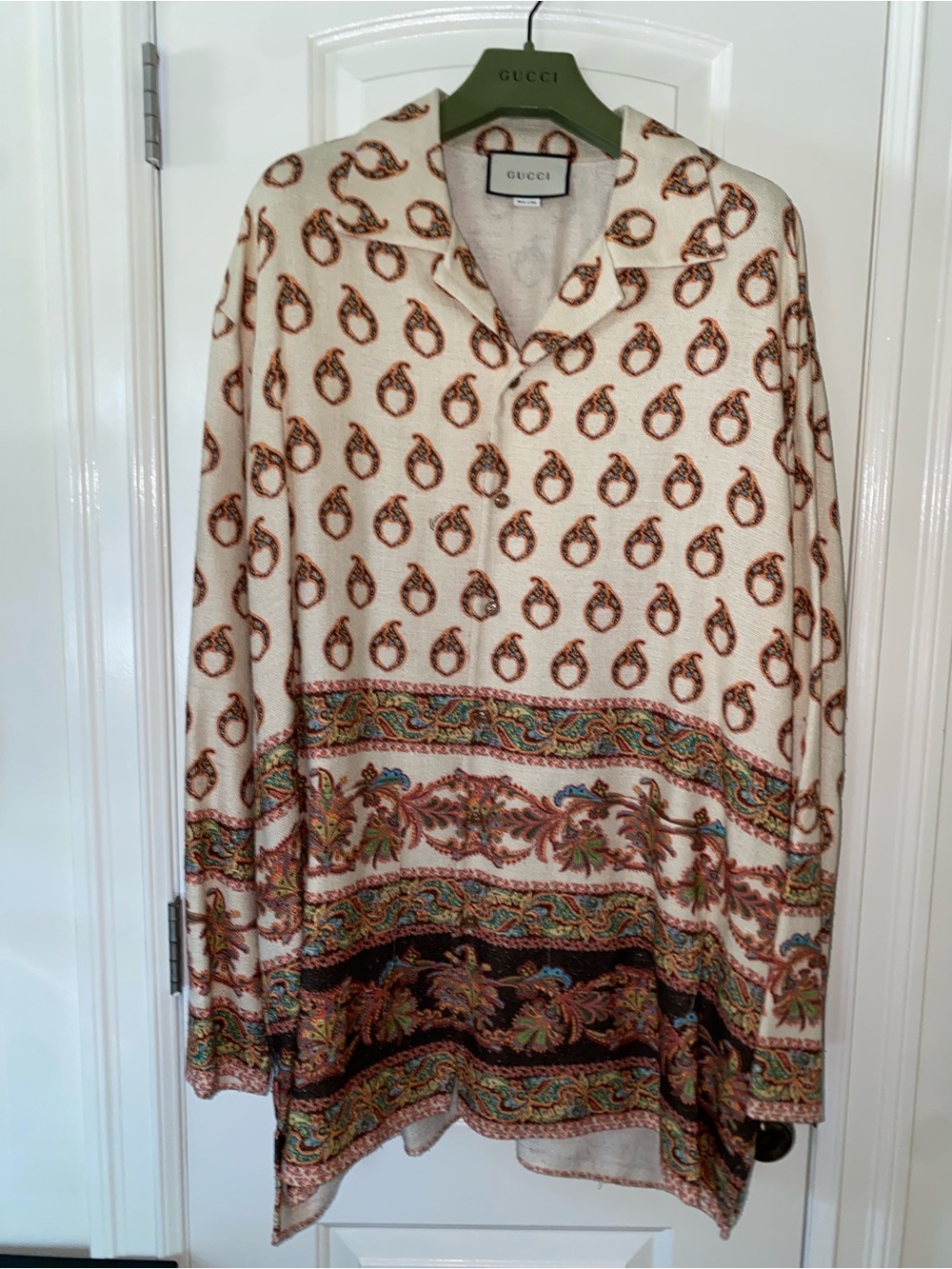 Gucci Men’s Paisley and Multicolor Bowling  Silk Shirt Sz XXXL/Gucci Sz 48